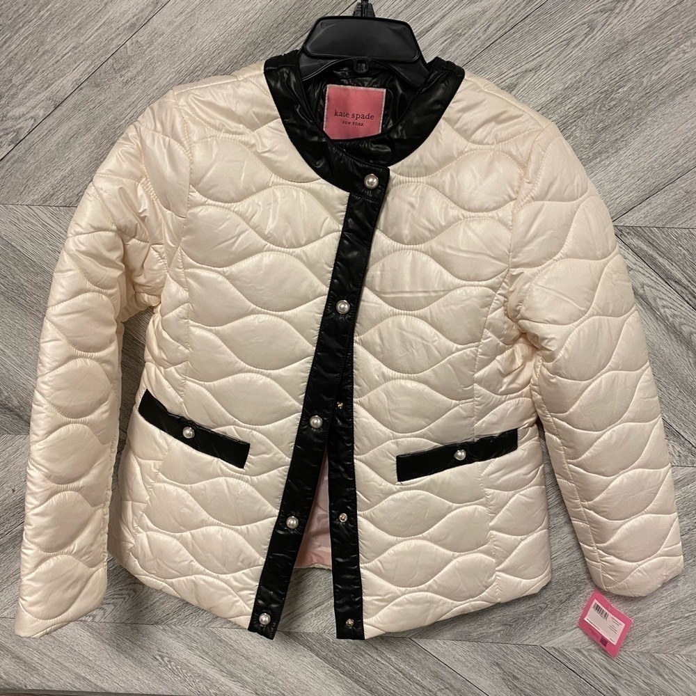 Kate Spade | Pearl Snap Quilted Jacket White NEW Size M - Picture 3 of 9